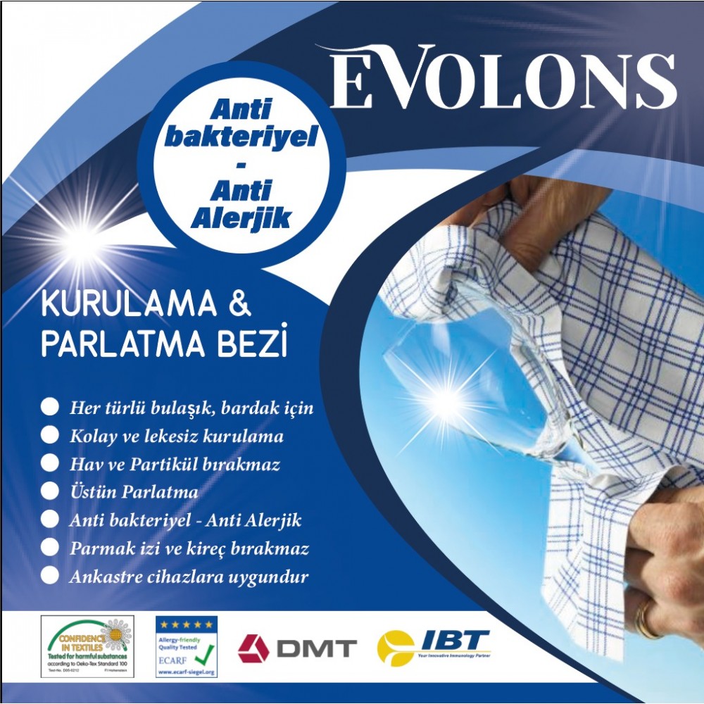 Evolons Antibakteriyel Bardak ve Cam Kurulama Bezi 2 Adet